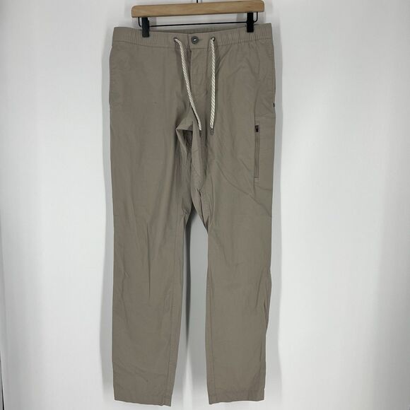 Vuori Pants Size Large Mens Khaki Ripstop Chino Pockets Preppy Modern Pull On - Picture 1 of 8